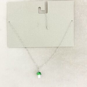 NWT Urban Outfitters Green and Silver Mushroom Pendant Necklace
